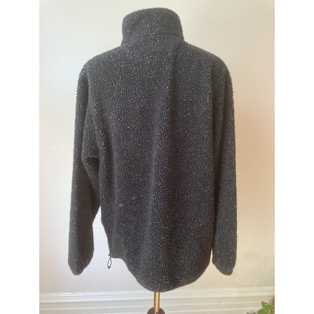 Lands End Jacket Black Medium 10-12 Black Fleece Quarter Zip Pullover Activewear - Picture 6 of 12